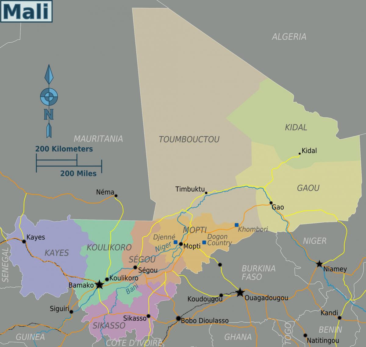 Mali geografische kaart