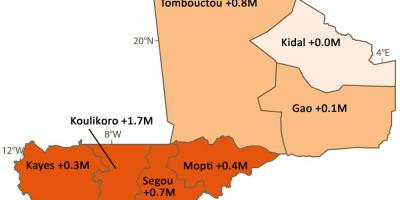 Kaart van Mali bevolking