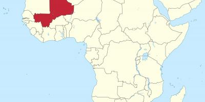 Mali locatie op de kaart van de wereld